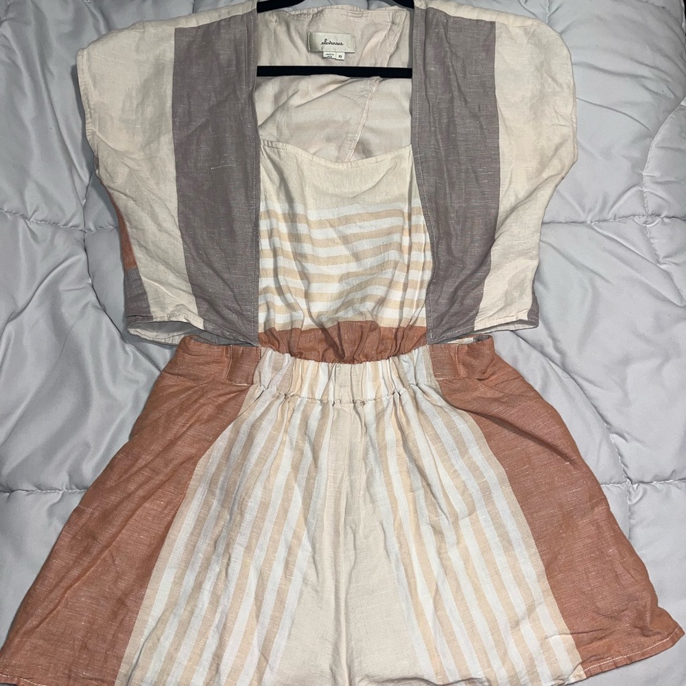 Elevenses Cream and Rust Striped Romper